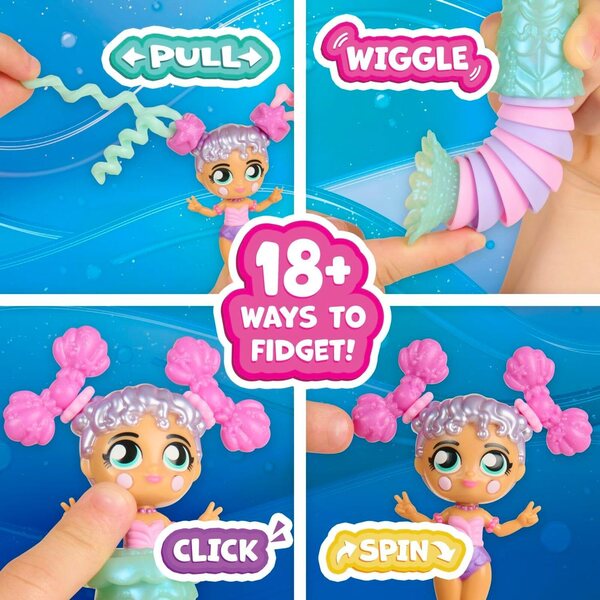 Fashion Fidgets Deluxe Mermaid, Doll and Pet with 18+ Ways to Fidget