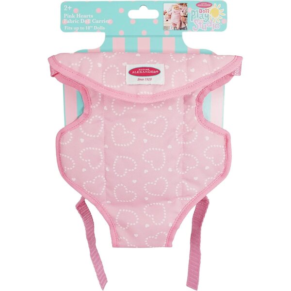 Madame Alexander Doll Accessories, Fabric Doll Carrier, Pink Hearts