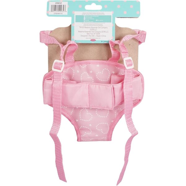 Madame Alexander Doll Accessories, Fabric Doll Carrier, Pink Hearts