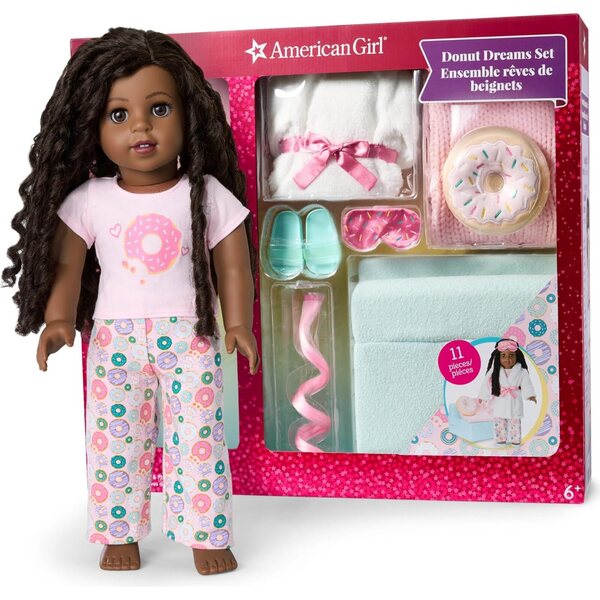 American Girl Truly Me 18 Zoll mit Donut Dream Pyjama und Schlafaccessoires