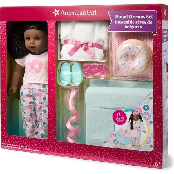 American Girl Truly Me 18 Zoll mit Donut Dream Pyjama und Schlafaccessoires