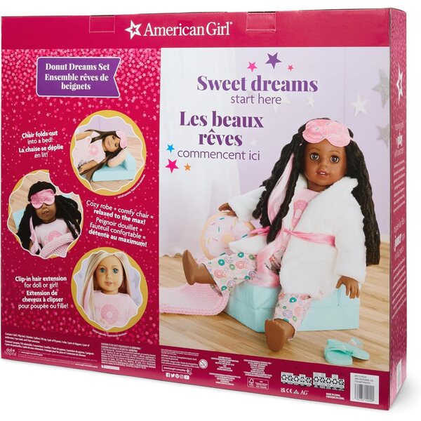 American Girl Truly Me 18 Zoll mit Donut Dream Pyjama und Schlafaccessoires