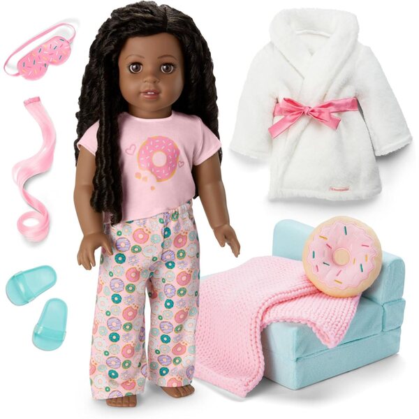 American Girl Truly Me 18 Zoll mit Donut Dream Pyjama und Schlafaccessoires