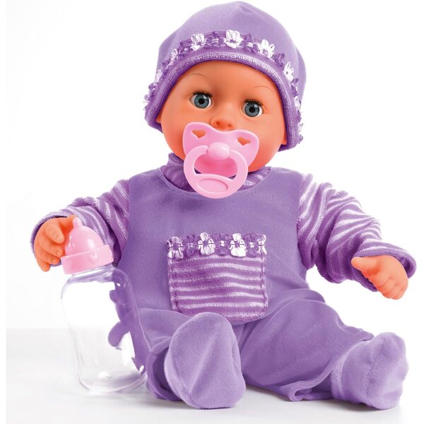 Bayer First Words Baby Soft Interaktive Puppe 38 cm mit 24 Geräuschen und Zubehör