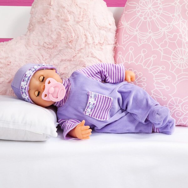Bayer First Words Baby Soft Interaktive Puppe 38 cm mit 24 Geräuschen und Zubehör