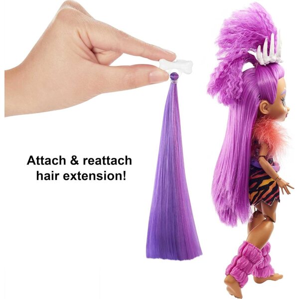 Mattel Cave Club Roaralai Prähistorische Puppe mit Dinosaurier und Zubehör, 20,3–25,4 cm