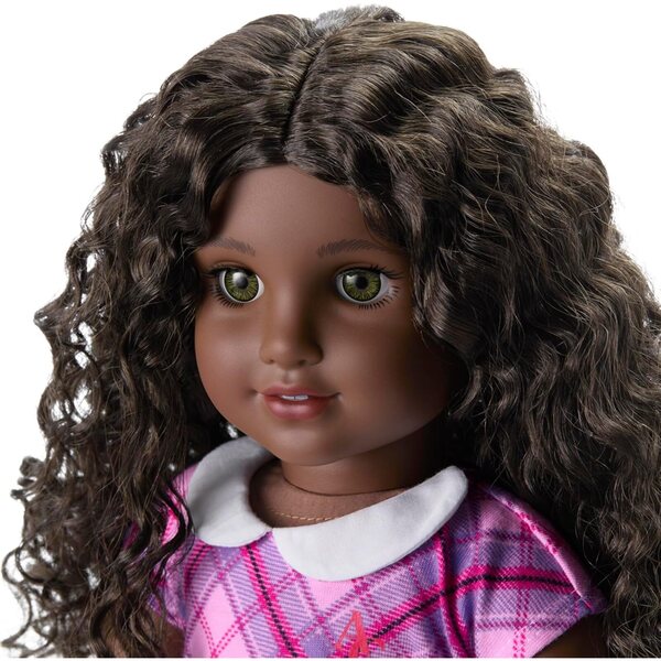 American Girl Truly Me 18-Zoll-Puppe mit haselnussbraunen Augen und dunkelbraunem lockigem Haar