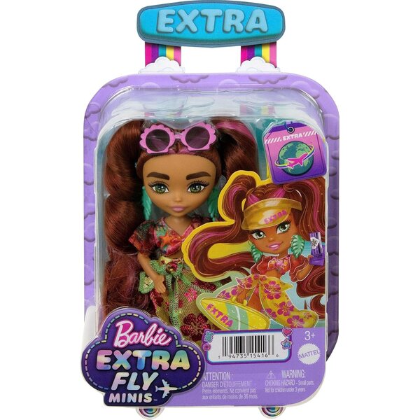 Barbie Extra Fly Minis Travel: 5,5-Zoll-Puppe im Strand-Look mit exklusiven Accessoires