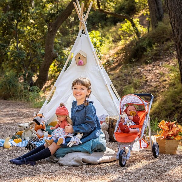 JC Toys Chloe marki Berenguer - lalka 38 cm z naturalną sukienką i długimi blond włosami