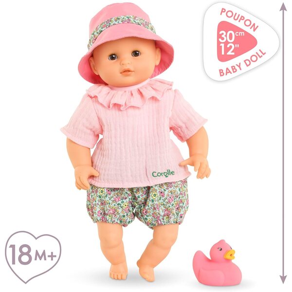 Corolle Premier Poupon Coralie Kuschelpuppe mit Zubehör für Kinder ab 3 Jahren