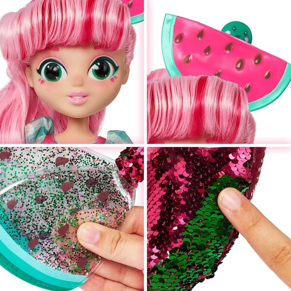 Sunny Days Fidgie Friends Watermellow Syreny 27 cm Modna lalka z cekinowym ogonem