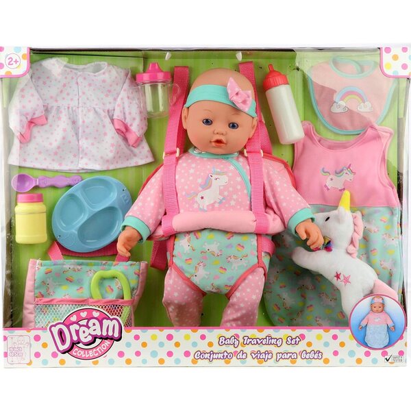 Poupée bébé 16" avec accessoires de jeu de rôle - Rose