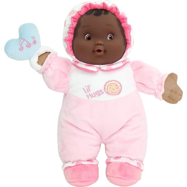 JC Toys Lil’ Hugs African American Pink Soft Body - Your First Baby Doll – Designed by Berenguer – Ages 0+