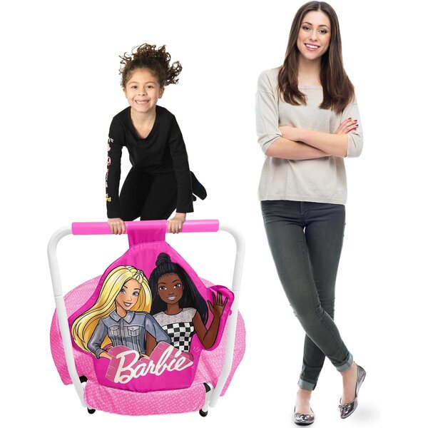 Barbie Qlub Mini Trampoline ta 'ġewwa għat-Tfal b'Manku u Li ma jiżloqx