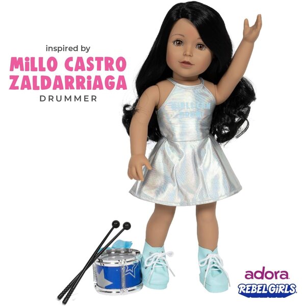 Adora Rebel Girls 18" - prémiová panenka inspirovaná Millo Castro Zaldarriaga se sadou bicích