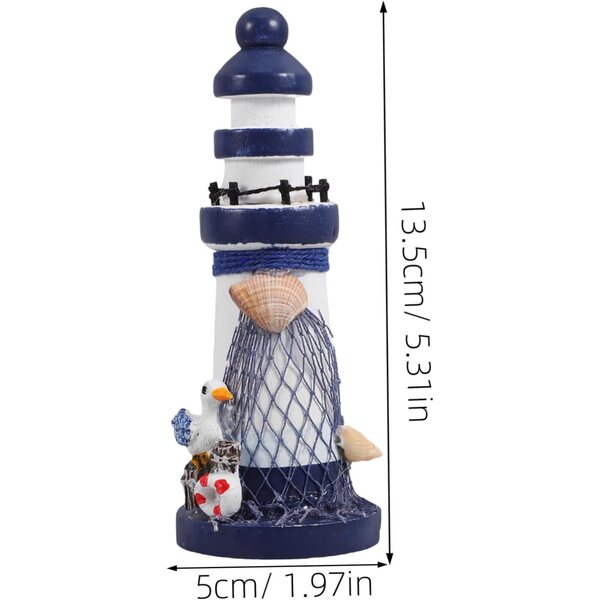 Faro in Legno Mini da Tavolo Decorazione Mediterranea per Casa e Ufficio