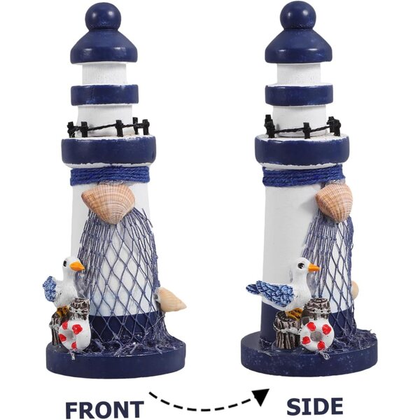 Faro in Legno Mini da Tavolo Decorazione Mediterranea per Casa e Ufficio