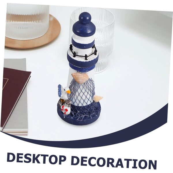 Faro in Legno Mini da Tavolo Decorazione Mediterranea per Casa e Ufficio