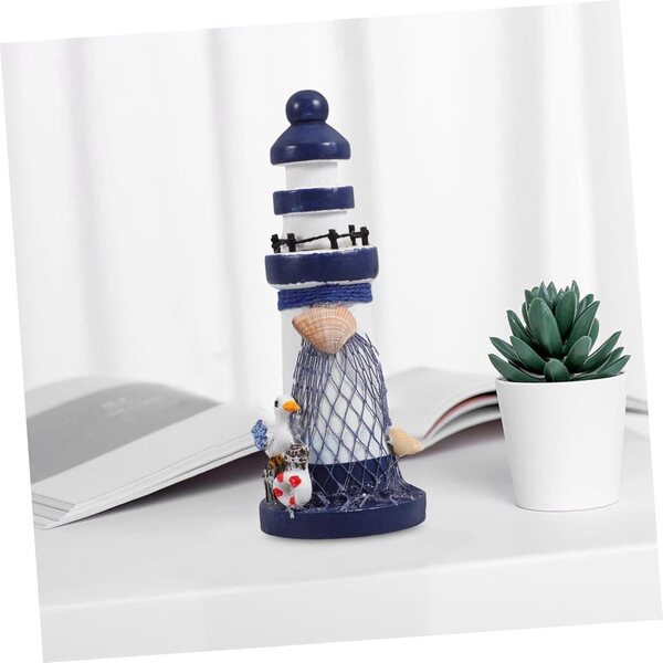 Faro in Legno Mini da Tavolo Decorazione Mediterranea per Casa e Ufficio