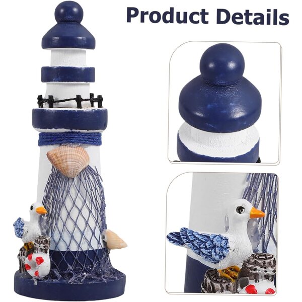 Faro in Legno Mini da Tavolo Decorazione Mediterranea per Casa e Ufficio