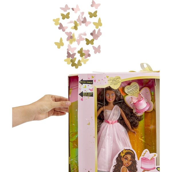 Poupée mannequin Dream Ella Yasmin avec confettis papillon et 5 accessoires de fête 11,5"