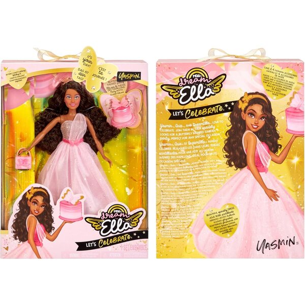 Poupée mannequin Dream Ella Yasmin avec confettis papillon et 5 accessoires de fête 11,5"