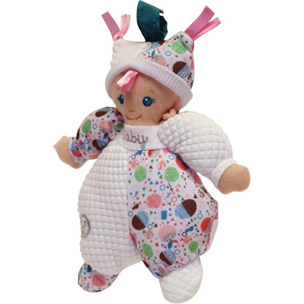 Baby's First Hug & Luv Puppe mit weißem Steppkleid – Weich, waschbar, für Babys ab 3 Monaten