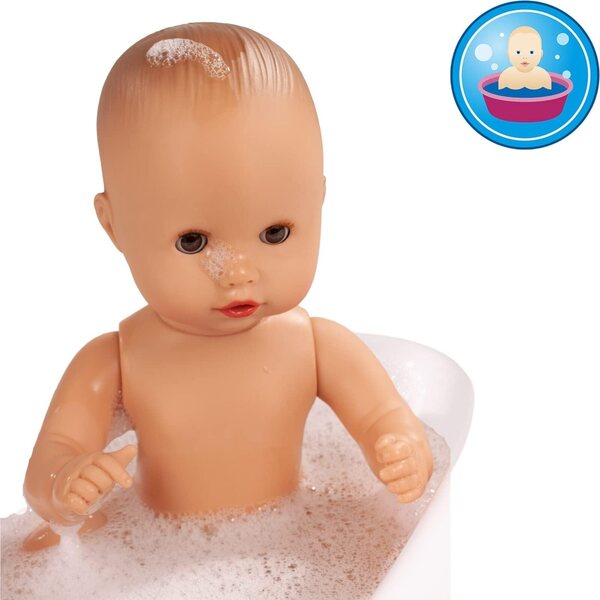 Gotz Aquini Soft Mood 33 cm lelle, kas dzer un izmanto podiņu ar piederumiem