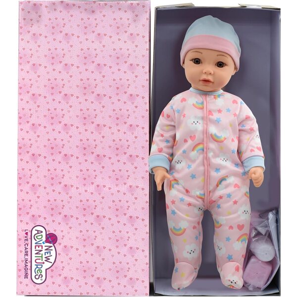 Little Darlings: 19" Cuddle Baby - Pink Kitty - Talking Baby Doll Set w/Accessories, Makes 6 Different Baby Sounds