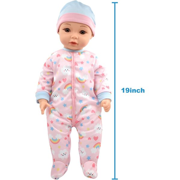 Little Darlings: 19" Cuddle Baby - Pink Kitty - Talking Baby Doll Set w/Accessories, Makes 6 Different Baby Sounds