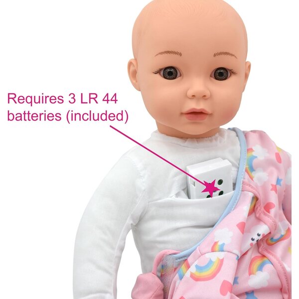 Little Darlings: 19" Cuddle Baby - Pink Kitty - Talking Baby Doll Set w/Accessories, Makes 6 Different Baby Sounds