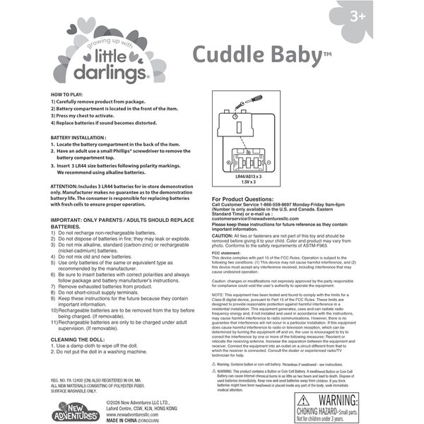Little Darlings: 19" Cuddle Baby - Pink Kitty - Talking Baby Doll Set w/Accessories, Makes 6 Different Baby Sounds
