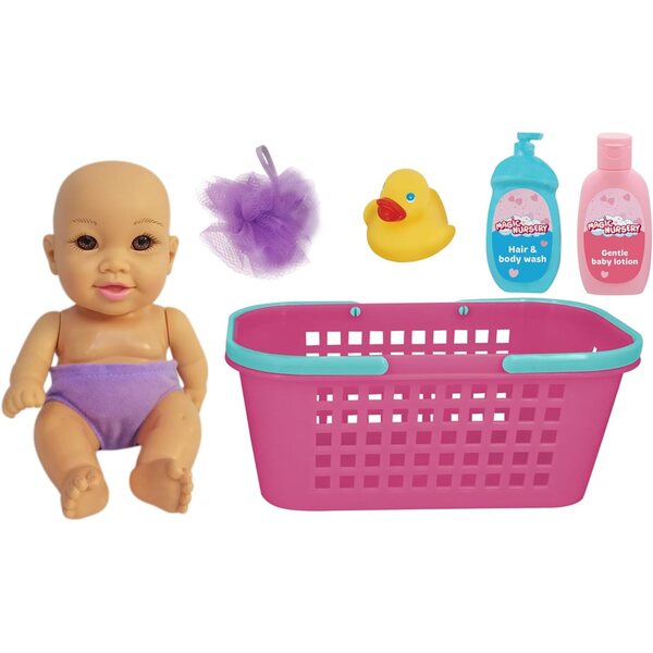 New Adventures: Magic Nursery Bath Caddy Baby Set - 8" Doll with Accessories for Fun Pretend Play & Bath time, Ages 2 and up