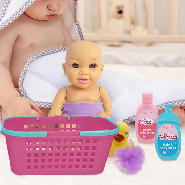 New Adventures: Magic Nursery Bath Caddy Baby Set - 8" Doll with Accessories for Fun Pretend Play & Bath time, Ages 2 and up