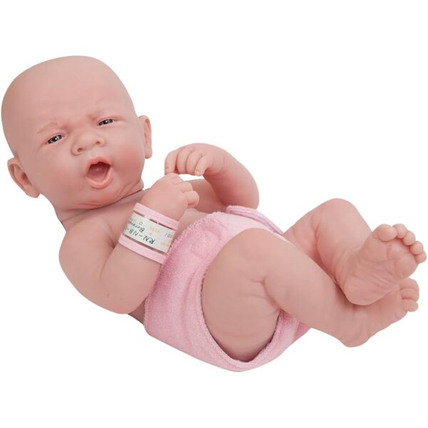 JC Toys, La Newborn First Yawn | Anatomically Correct Real Girl Baby Doll | 14" All-Vinyl | Includes Hospital Blanket, Bracelet and First Baby Bottle | Made in Spain | Designed by Berenguer | Ages 2+