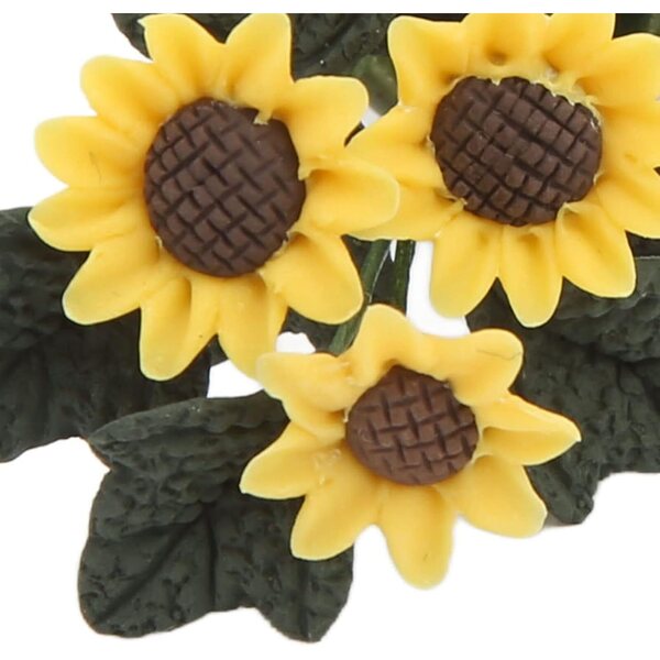 Miniatur-Sonnenblumenvase für Puppenhaus aus Ton und Keramik 1/12