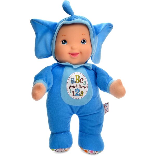 Baby's First Sing & Learn Blue Elephant Musikpuppe zum Erlernen von ABCs und Zahlen