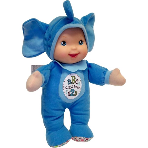 Baby's First Sing & Learn Blue Elephant Musikpuppe zum Erlernen von ABCs und Zahlen