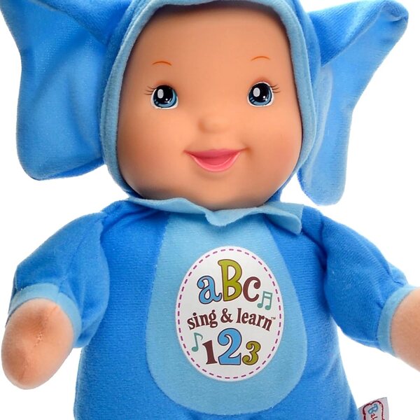 Baby's First Sing & Learn Blue Elephant Musikpuppe zum Erlernen von ABCs und Zahlen