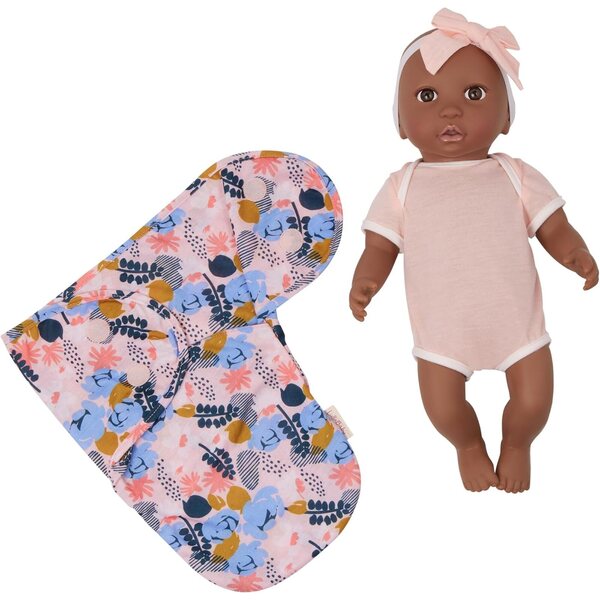 LullaBaby 14 Zoll realistische Puppe mit geblümtem Wickeltisch und rosa Schleife