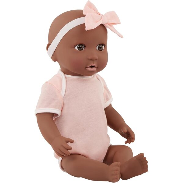 LullaBaby 14 Zoll realistische Puppe mit geblümtem Wickeltisch und rosa Schleife
