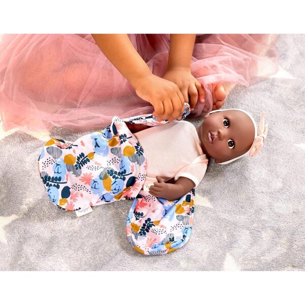 LullaBaby 14 Zoll realistische Puppe mit geblümtem Wickeltisch und rosa Schleife