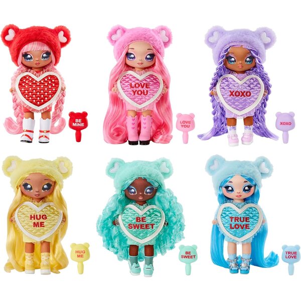 Na Na Na Surprise Lily Sarang – 7,5 Zoll große weiche Puppe mit blauen Haaren und herzförmigem Kleid