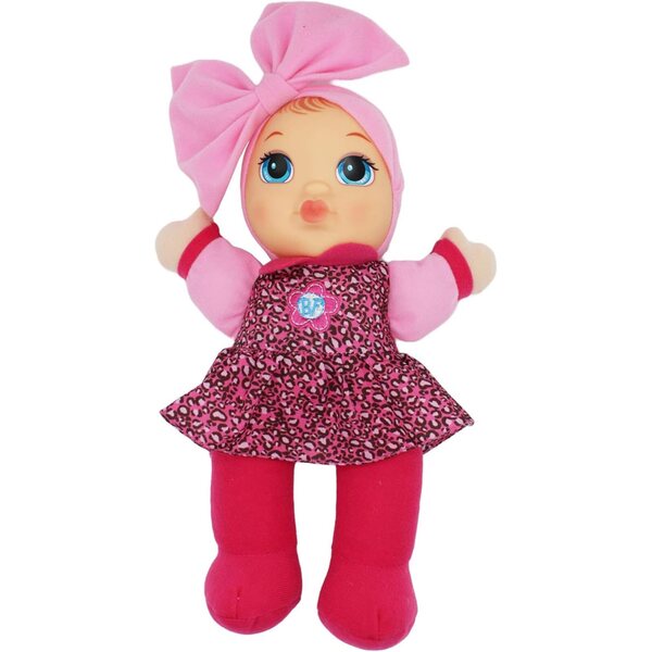 Weiche Baby Kisses-Puppe mit süßen Geräuschen und farbenfroher bedruckter Kleidung