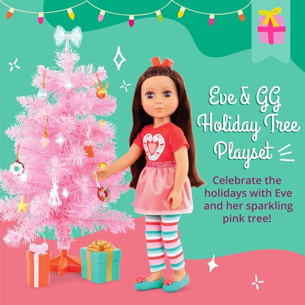 Glitter Girls Eve – 14-Zoll-Puppe mit Weihnachtsbaum und Dekorationen, festliches Outfit