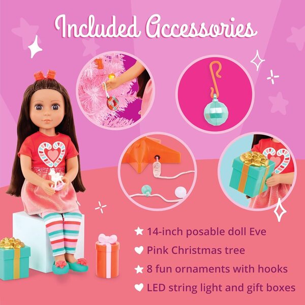Glitter Girls Eve – 14-Zoll-Puppe mit Weihnachtsbaum und Dekorationen, festliches Outfit