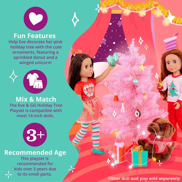 Glitter Girls Eve – 14-Zoll-Puppe mit Weihnachtsbaum und Dekorationen, festliches Outfit