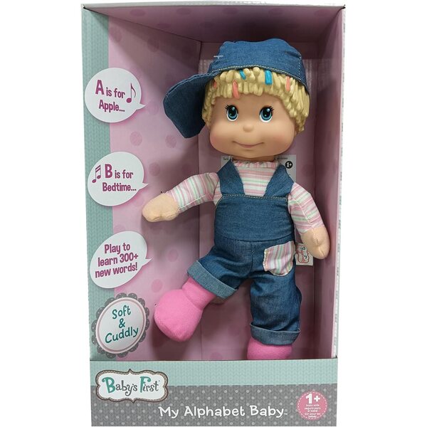 Interaktive Puppe „My Alphabet Boy“ mit Jeans-Overall und ABC-Liedern für Kinder ab 1 Jahr