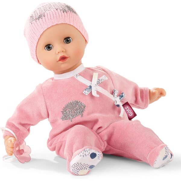 Götz Muffin Neugeborenenpuppe 33 cm mit weichem Körper, rosa Pyjama und Igelmütze
