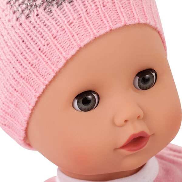 Götz Muffin Neugeborenenpuppe 33 cm mit weichem Körper, rosa Pyjama und Igelmütze